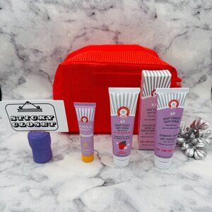 First Aid Beauty Gift Set-Red Mesh Pouch,KP Body Scrubs&Deodorant Cream,-4pc-NEW